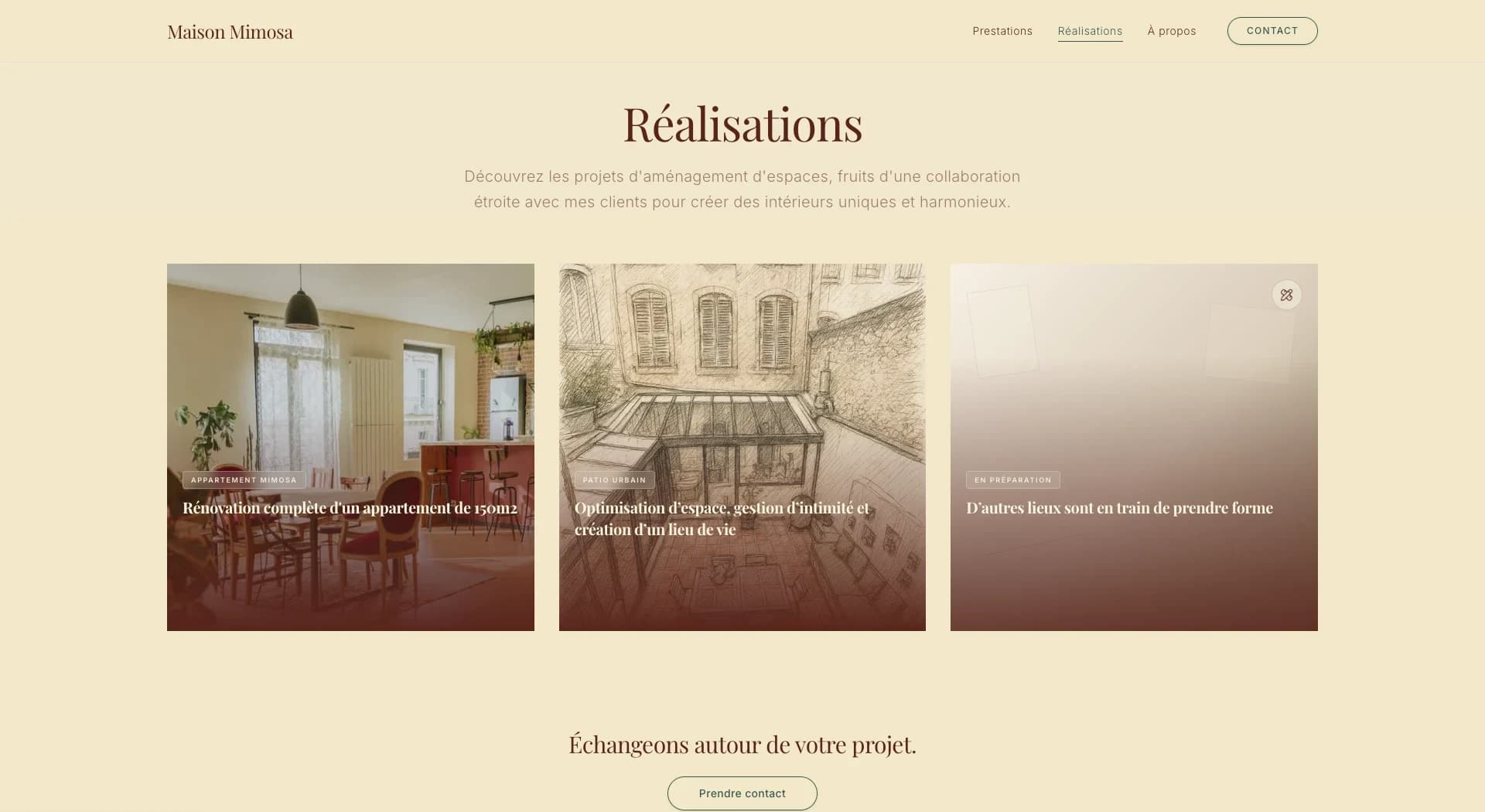 Maison Mimosa projects page: Appartement Mimosa, an urban patio and a project in preparation